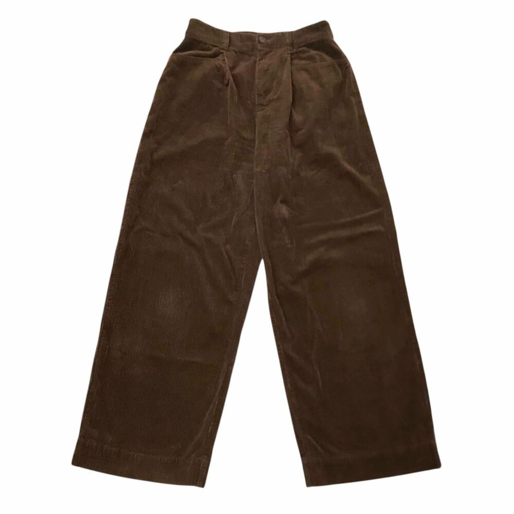 Madewell Corduroy Pleated Wide-Leg Pants Womens 6 Brown Cotton Retro Slouchy